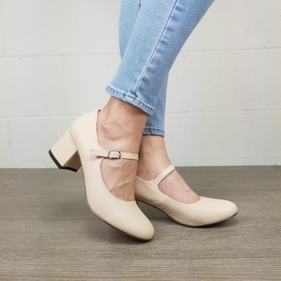 Block Heel Vintage Rockabilly Style Pumps - Picture 7 of 8